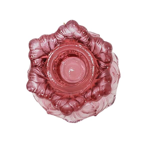 Vtg Fenton Art Glass Tulip Shape Pink Two Way Votive Candle Holder EUC Bloomcore - Picture 8 of 11